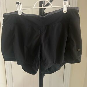 lululemon athletica Black Athletic Running Shorts with Subtle Logo